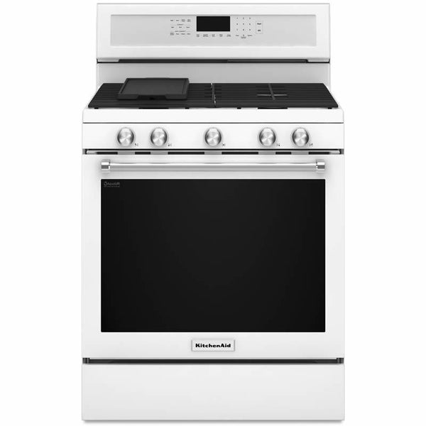 KitchenAid 30-inch Freestanding Gas Range KFGG500EWH IMAGE 1