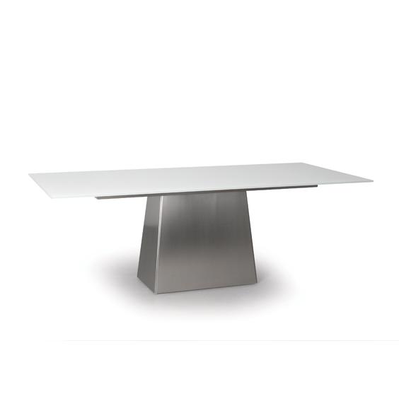 Trica Furniture Sculpture Dining Table with Glass Top & Pedestal Base Sculpture 36" x 72" Dining Table IMAGE 1