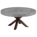 Sunpan Round Warwick Dining Table with Concrete Top and Pedestal Base 100509 IMAGE 1