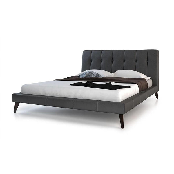 Colibri Luna King Upholstered Platform Bed Luna King Leather Bed - Charcoal IMAGE 1