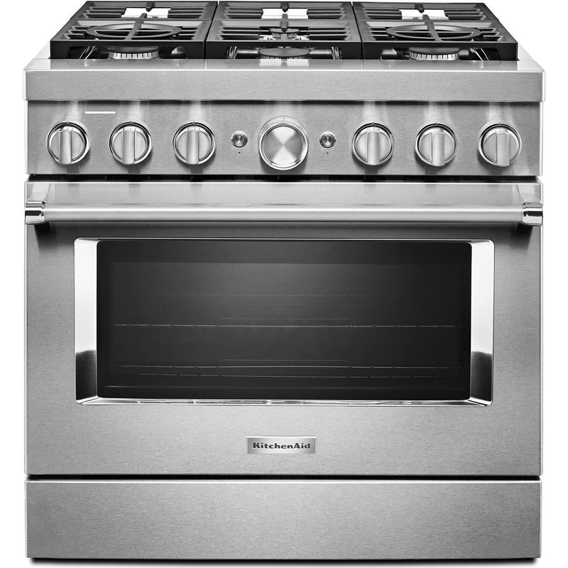 KitchenAid 36-inch Freestanding Dual Fuel Range with Even-Heat™ True Convection KFDC506JSS IMAGE 1