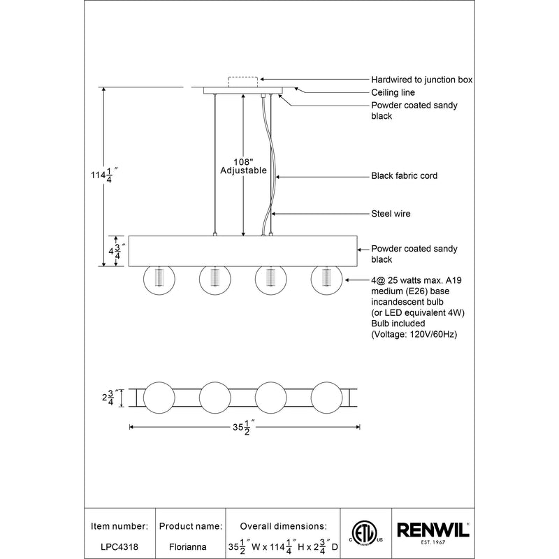 Renwil Florianna Pendant LPC4318 IMAGE 6