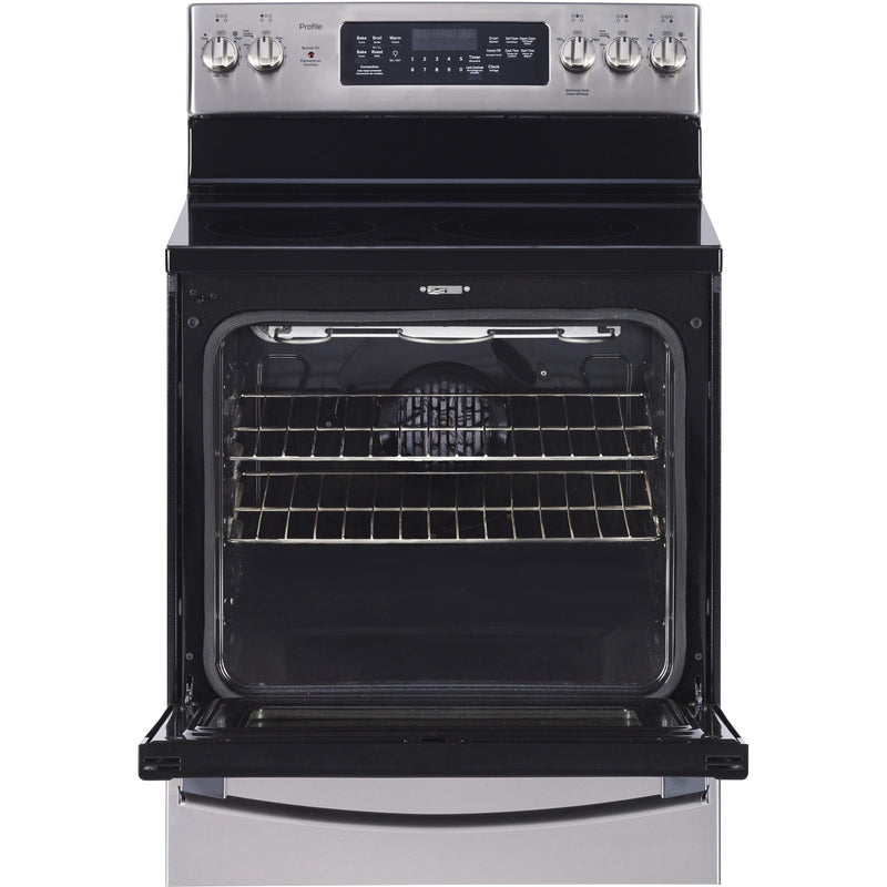 GE Profile 30-inch Freestanding Electric Range with True European Convection PCB905SPSS IMAGE 2
