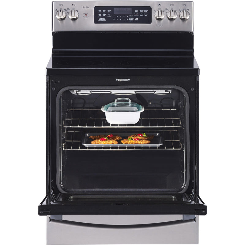 GE Profile 30-inch Freestanding Electric Range with True European Convection PCB905SPSS IMAGE 3