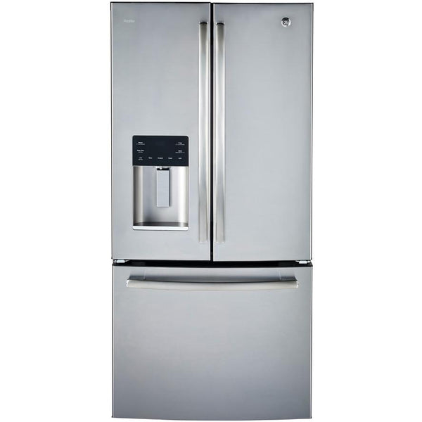 GE Profile 33-inch, 23.6 cu. ft. French 3-Door Refrigerator with Water and Ice Dispensing System PFE24HYRKFS IMAGE 1