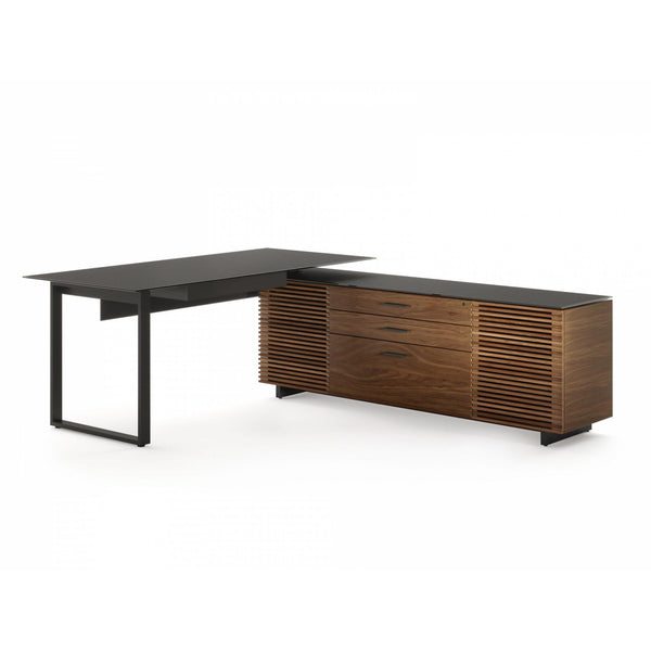 BDI Corridor 6521 L-Shaped Desk - Natural Walnut IMAGE 1