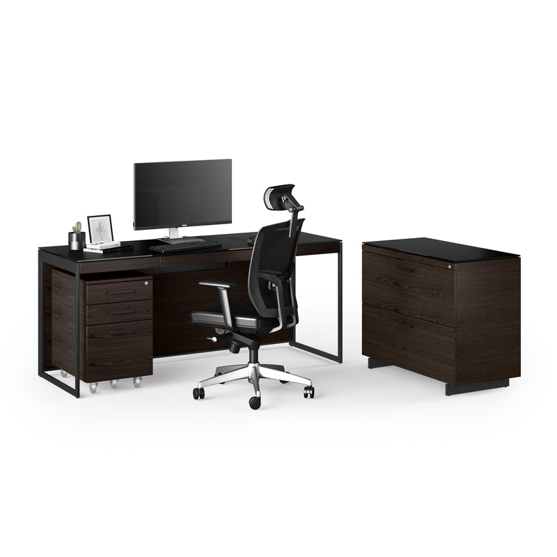 BDI Sequel 20 6107 Low Mobile Storage Cabinet - Charcoal Stained Ash IMAGE 3