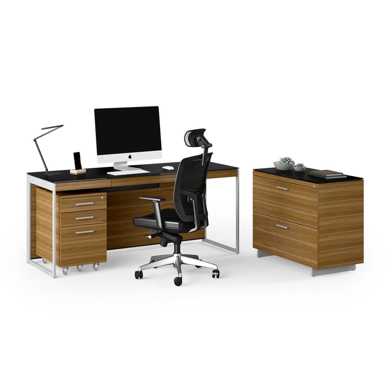 BDI Sequel 20 6107 Low Mobile Storage Cabinet - Natural Walnut IMAGE 3
