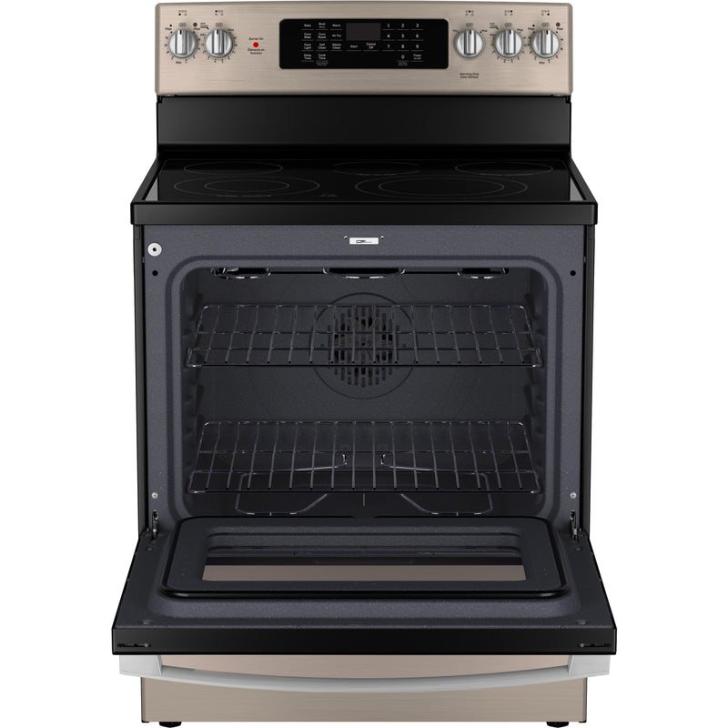 GE 30-inch Freestanding Electric Range with True European Convection Technology JCB840ETES IMAGE 2