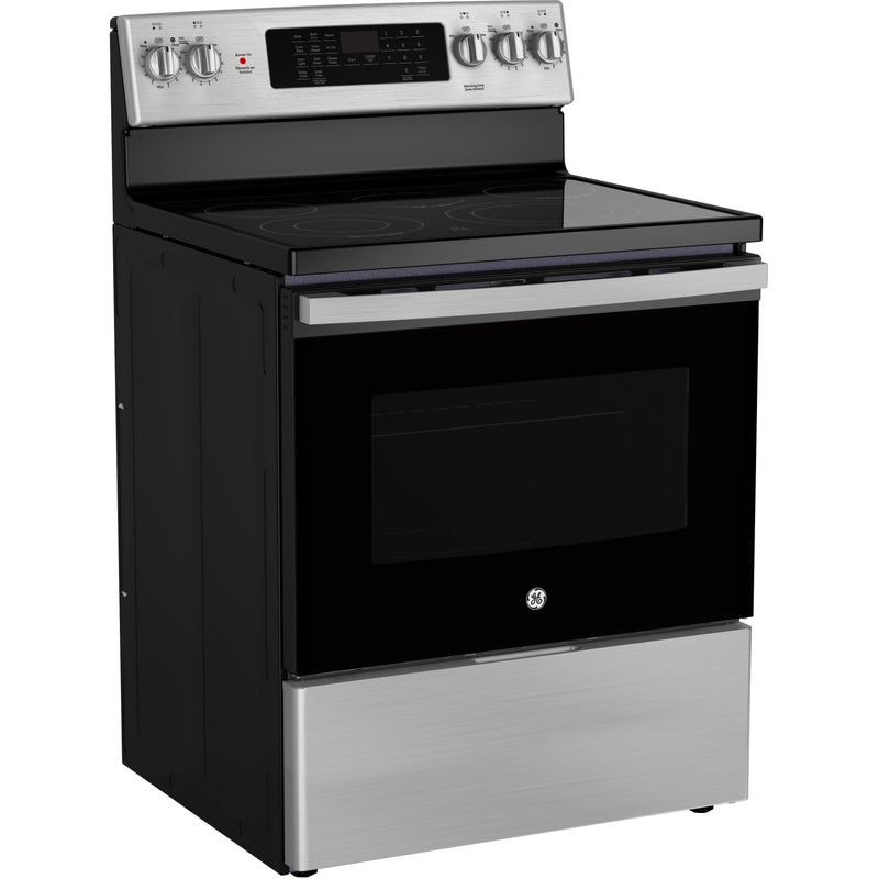 GE 30-inch Freestanding Electric Range with True European Convection Technology JCB840STSS IMAGE 6