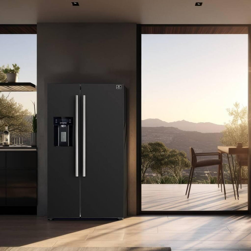 Forno 36-inch, 20 cu. ft. Freestanding Side-by-Side Refrigerator FFRBI1844-36BLK IMAGE 8
