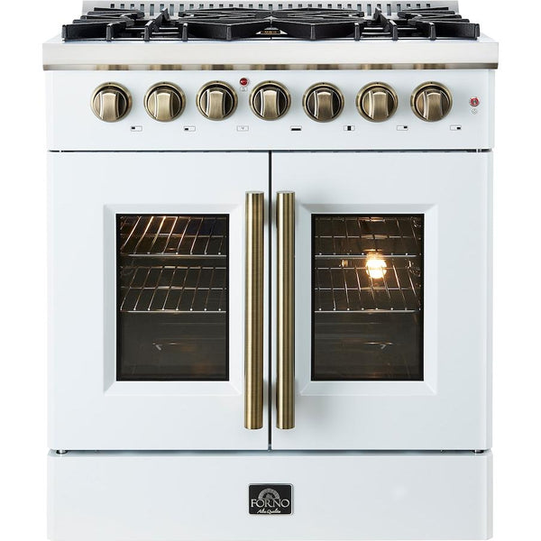 Forno 30-inch Freestanding Dual Fuel Range with French Door FFSGS6356-30WHT IMAGE 1