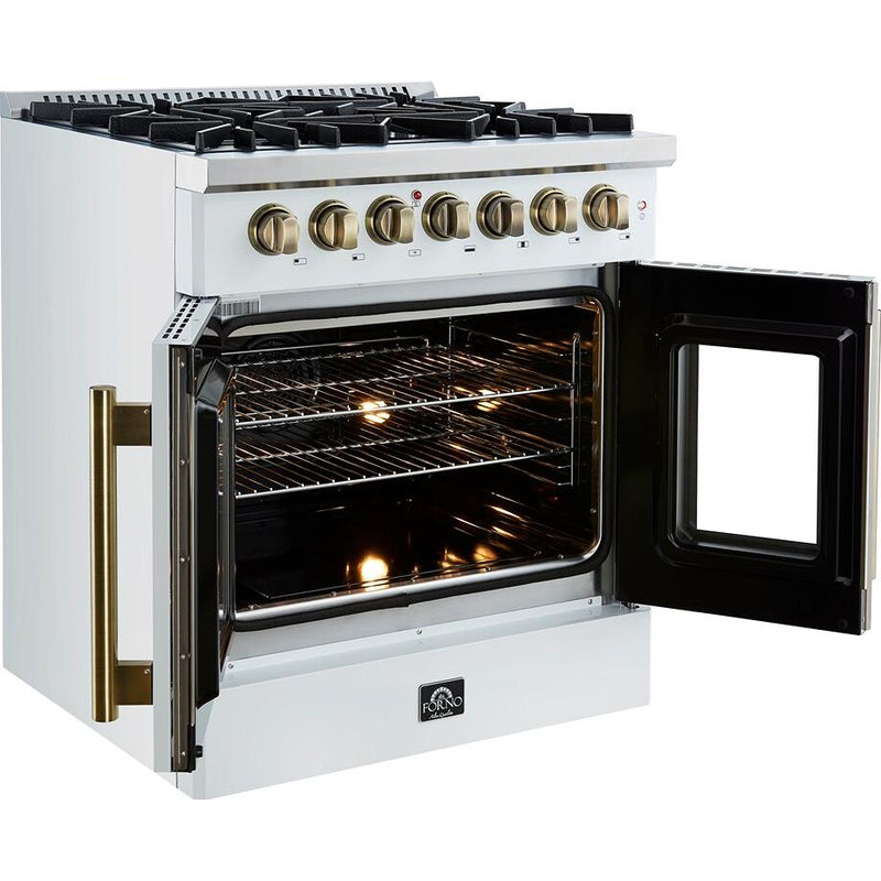 Forno 30-inch Freestanding Dual Fuel Range with French Door FFSGS6356-30WHT IMAGE 8