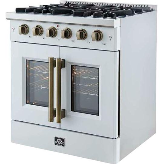 Forno 30-inch Freestanding Gas Range with French Door FFSGS6444-30WHT IMAGE 9
