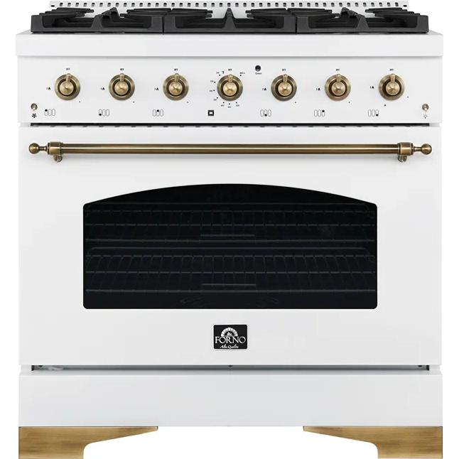 Forno 36-inch Freestanding Dual-Fuel Range with Convection Technology FFSGS6113-36WHT IMAGE 1