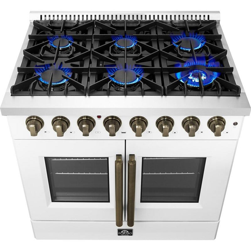 Forno 36-inch Freestanding Dual Fuel Range with True European Convection Technology FFSGS6356-36WHT IMAGE 3