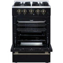  Forno Breno 24-inch Freestanding Gas Range FFSGS6290-24BLK IMAGE 2